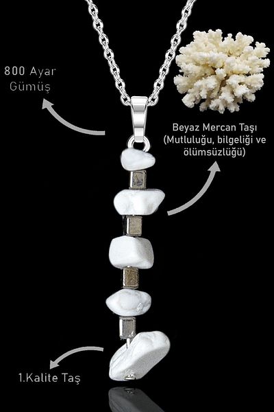 Erilsa Certified Broken Stone Model White Coral Stone Necklace