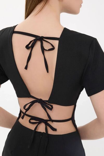 Hiccup Crew Neck Mini Dress - Back Detail, Short Sleeve