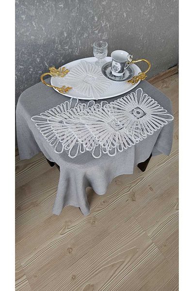 ZESA HOME Set of 6 Coffee Color Stylish Tulle Guipure Napkins