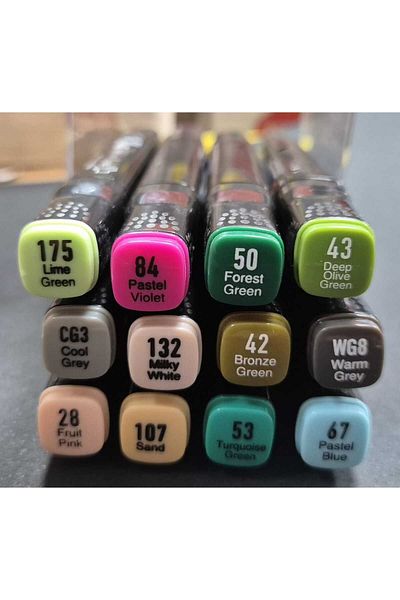 Masis A5 Drawing Notebook + Double-Ended Graphic Drawing Marker 12 Pcs Cool Colors 3