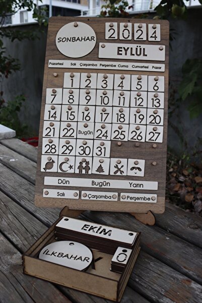 Assa Wood Doğal Ahşap Montessori Takvim: Mevsimler ve Günler Yolculuğu"-Gediz Rengi