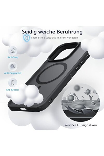 m.tk moveteck İphone 16 Pro Max Kılıf Mat Magsafe Şarj Özellikli Darbe Önleyici Hassas Buton Renkli Yumuşak Kenar