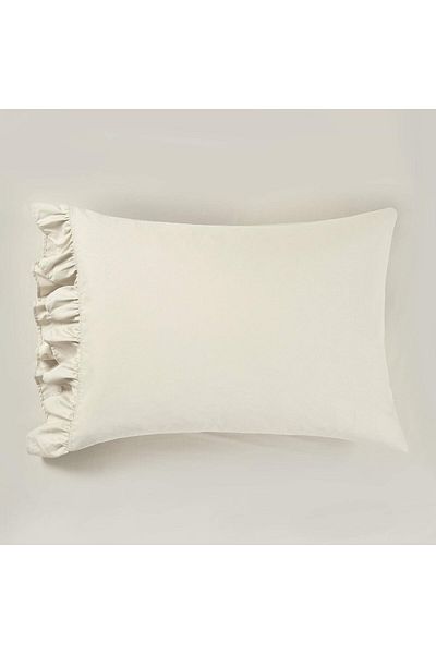 Erba kreasyon 100% Cotton Natural Linen Pillow Case - Frilly, 50X70 Cm, 1 Piece