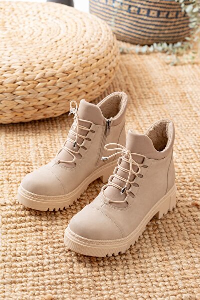 bashrol Cizme sport cu fermoar lateral impermeabile de culoare bej smarald - 900