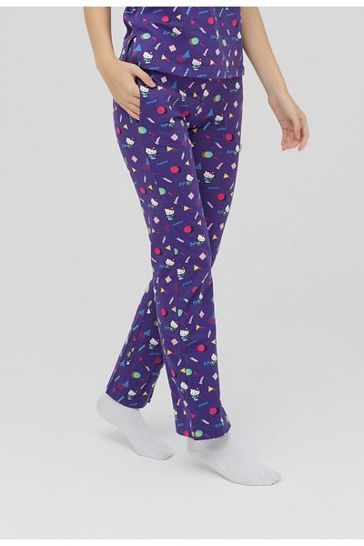 Hello Kitty Women's 100% Cotton Sweatpants - Licensed Printed, Loose Leg Sleepwear-Pants Roz-252/A