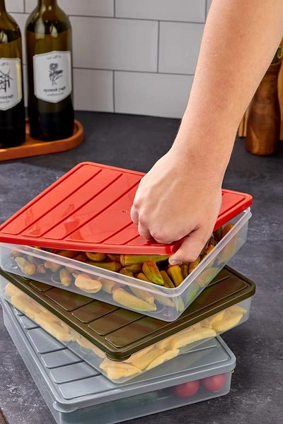 UCR HOME Set of 3 with 2100 ml Capacity - Food Storage Container, Microwave and Drip-Frying