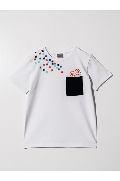 Mışıl Kids Tricou cu imprimeu GAMEPAD pentru băieți - Tricou cu buzunar micro