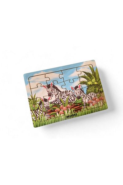 Fizello Zebras 16 Pieces Educational Learning Wooden Kids Puzzle Montessori Jigsaw Baby Children Toy