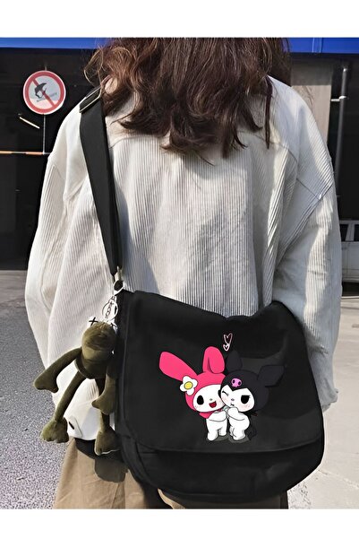 Cemira Geantă tote din pânză neagră Kuromi și Melody - Geantă pentru scutece ...