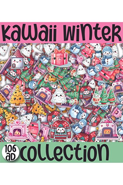 ca kay bu Kawaii zimski set nalepnica sa 2 stranice A4, 106 komada