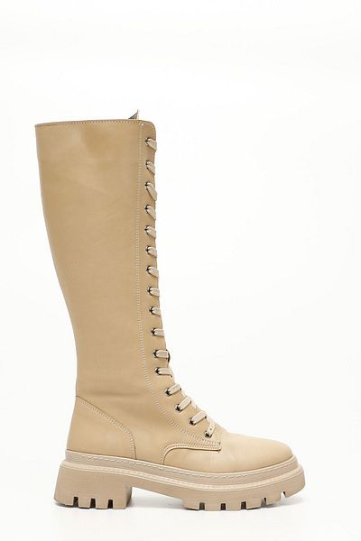 GÖNDERİ(R) Nackte Damen-Tagesstiefel zum Schnüren mit runder Zehenpartie und Absatz und Reißverschluss 37401