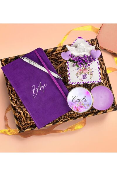 EJOYA Kişiye Özel Defter Kalem & Mum & Melekli Mektup Aranjmanı & Hediye Kutu...
