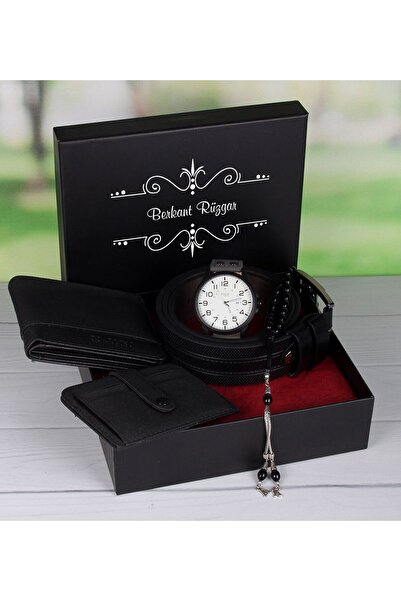 EJOYA Kişiye Özel Cüzdan Kartlık Kemer Tesbih Ve Saat Erkek Hediye Seti MBB 85320