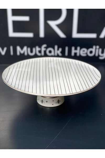PERLAEVKAHVE Ruby Vidi Strip Footed Plate 27 cm