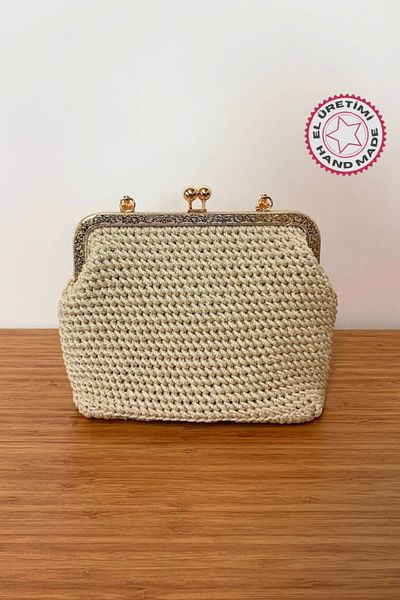 Uretti - Banu 4978 Χειροποίητη Κομψή τσάντα με σχοινί μακραμέ