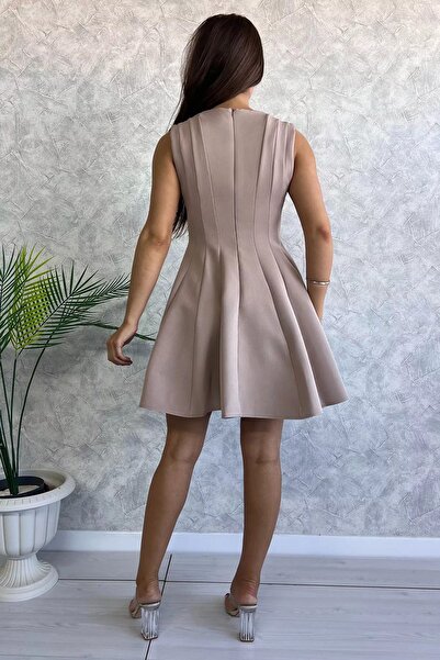 GÜLSELİ Βραδινό φόρεμα με πέτρινο γιακά με διπλό στήθος με εσωτερική επένδυση