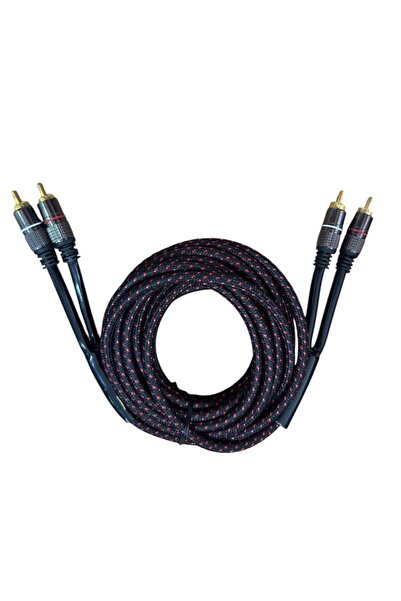 NETEX AQOUSTİCS 2 Rca / 2 Rca Fiber İpek Örgülü Altın Uçlu Rca 5 Mt Amfi Siny...