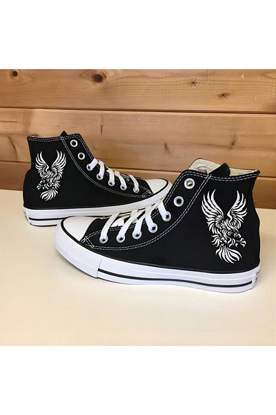 Lideral Unisex Black and White Eagle Printed Comfortable Convers Sneaker
