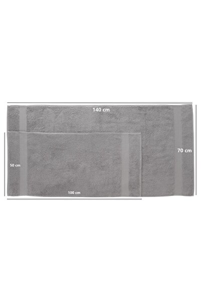 MAURAHOME Tomurcuk %100 Pamuk 6'lı Banyo Ve El Havlu Seti | 2'li 70x140cm Ve 4'lü 50x100cm | Gri