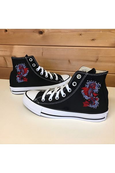 Lideral Fish Back Printed Black Canvas Unisex Sneaker