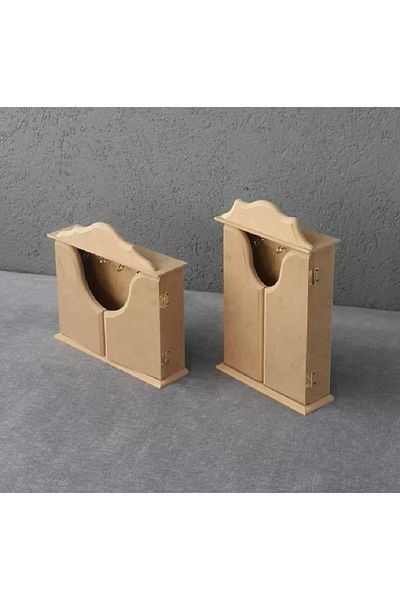 Altınyapı Hobi Market Raw Mdf Unpainted Long and Short Keychain - Medium Hearted Cover