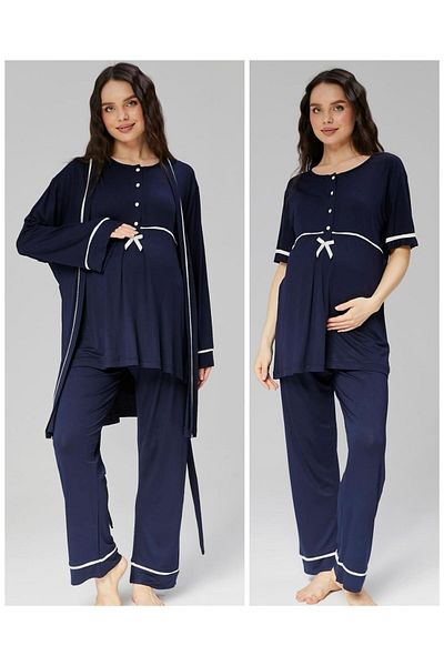 BirolGaye Pregnant Maternity 3-Piece Pajamas Dressing Gown