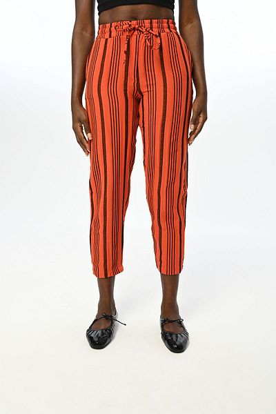 Orfeo Negro Stripe Patterned Comfortable Fit Elastic Waist Fabric Trousers