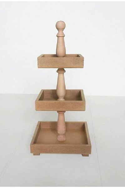 Altınyapı Hobi Market Raw Mdf Paintless Three-Layer Triple Presentation Holders