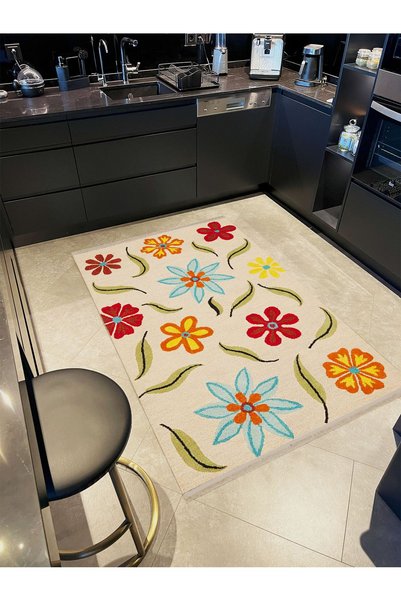 Rugs Modern Halı Atlas Collection Beige Themed Floral Motifs Patterned Modern...