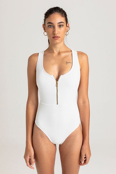 VULEVU ZIP DETAILED ONE PIECE WHITE