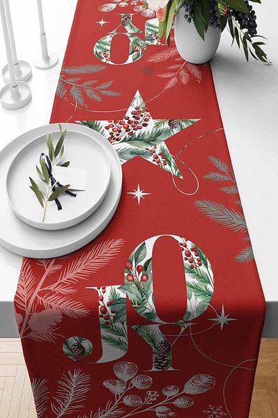 Pilloveland Christmas Patterned Suede Woven Runner - Pine 140*40 cm