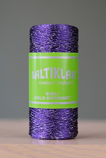 SALTIKLAR Simli Kordonet Örgü Nakış Ipi Premium Kordonet Ipi Mor Sg-109