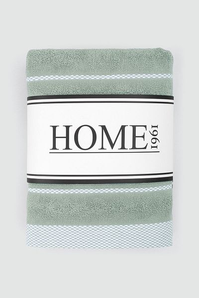 HOME 1961 Hayden - Σετ 2 100% βαμβακερές μαλακές και απορροφητικές πετσέτες, πράσινες ριγέ και μονόχρωμες πετσέτες 50x90cm