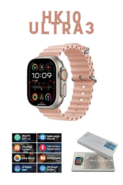 BGGTech Smart Watch 10 Ultra Series HK10 Ultra 3 Amolede Ekran Galeri/ChatGPT...