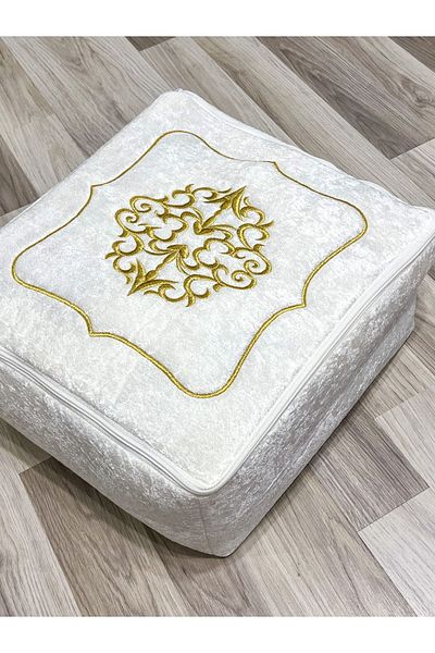 AYHANHOME Зестра Кадифена златна бродирана кремава връзка 40x35 см. Годежна булка Младоженец Hurcu