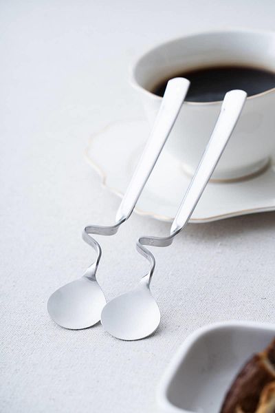 ACAR Karat Moon Set of 2 Curved Steel Spoons - 16 cm
