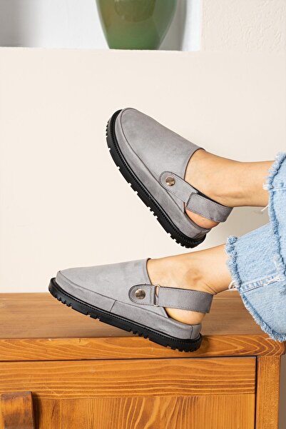 dps DİCLE POLAT SHOES Uggis نسائي من جلد الغزال الرمادي - شباشب وصنادل مغلقة ...