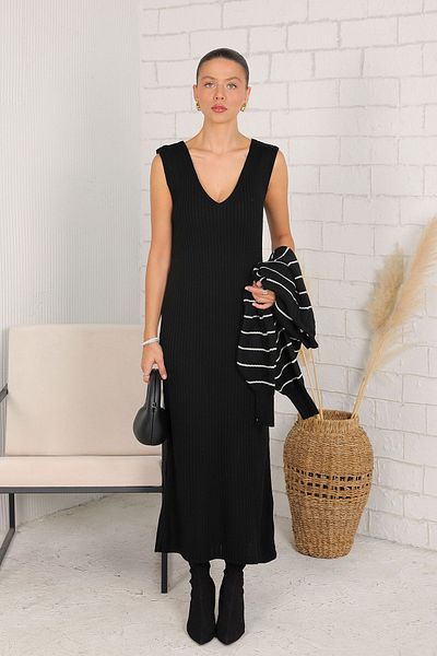 Melike Tatar Black Knitwear Dress and Sweater Set - 6-8044