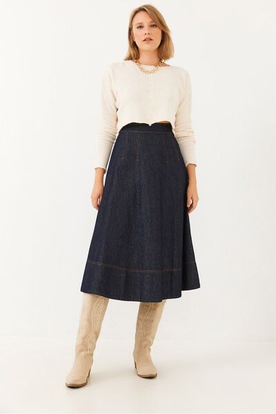 Butik Arzu Özel Moda Atölyesi Yüksel Bel Kot Etek