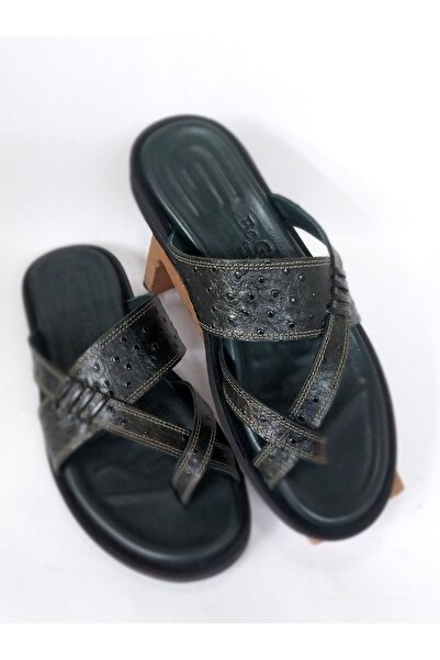 Mira Deri Genuine Leather Flip-Flops Men's Slippers