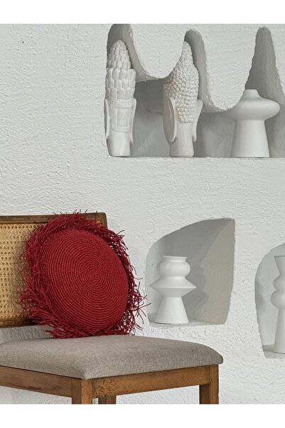 Maison Avf Декоративна кръгла възглавница от червена хартия Ip рафия