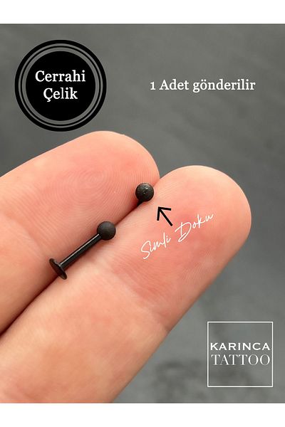 Karınca Piercing 8 mm Black Glitter - Conch Ear and Labret Piercing (Karinca Tattoo)