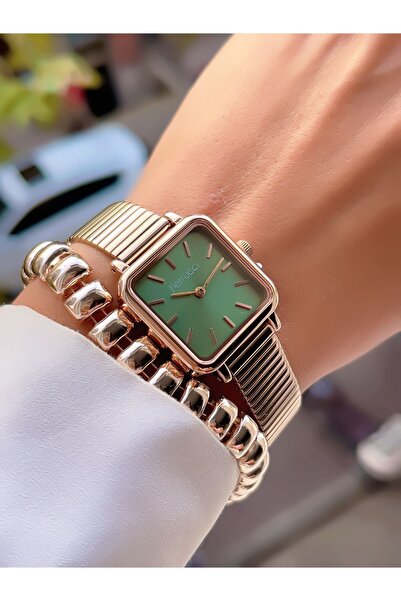 Ferrucci ÇELİK KORDON 3 ATM SU GEÇİRMEZ KARE KASA KADIN KOL SAATİ+BİLEKLİK HE...