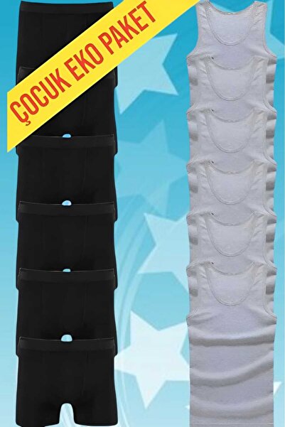 Uniquetrenders Boy's Double Set Cotton Combed 6 Undershirts 6 Boxers