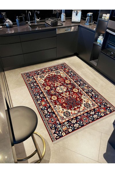 Rugs Modern Halı Atlas Collection Burgundy Themed Traditional Motif Floral Pa...