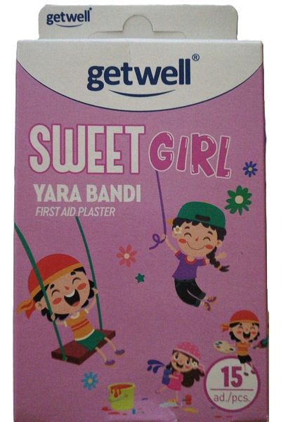 Getwell 15-Piece Sweet Girl Children's Patterned Mounted Water Resistant Band-Aid