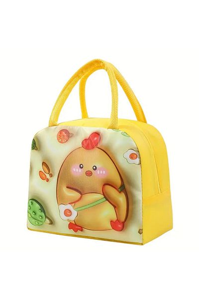 SYNOPE Cutie de prânz izolată pentru fete, cu model 3D, termos, rezistentă la apă, cu mâner, protejată la rece