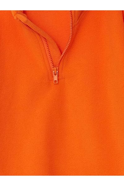 LC Waikiki Lcw Kids Vibrant Orange Stand Collar Fleece Boy's Sweatshirt
