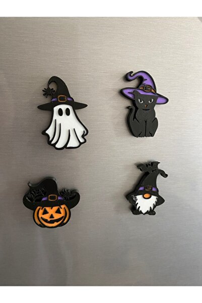 KSTECH 4'lü Cadılar Bayramı/ Halloween Konseptli Magnet/ Buzdolabı Süsü