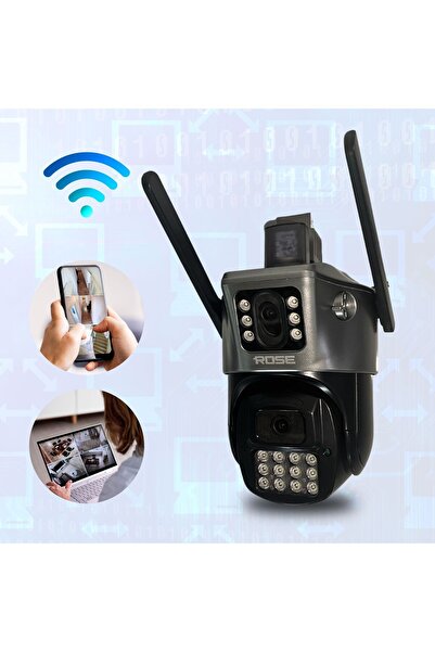 Rose 360° Kablosuz Wifi Ip Kamera, 1080p Hd Çift Kameralı 8mp 4mp Lens Dome Güvenlik Kamerası